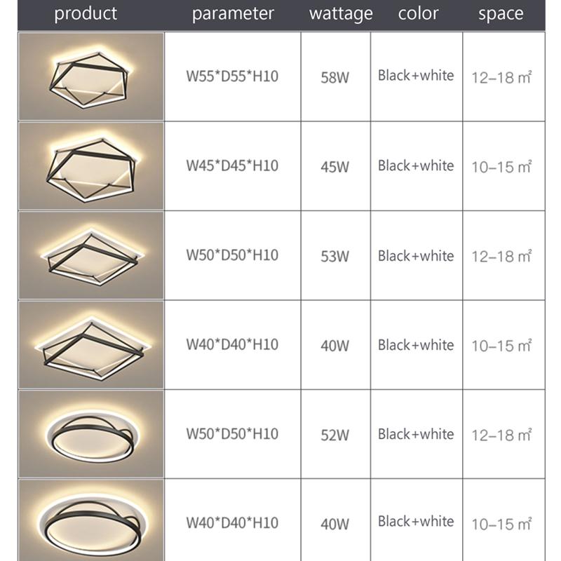 LED Chandelier for Living Room Bedroom Square Ring Industrial Ceiling Decor Lamp Black Home Lighting Modern Minimalist Fixtures