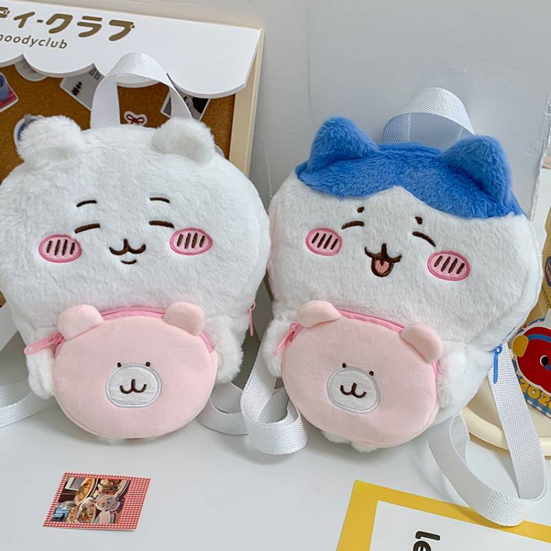 Chiikawa Cute Cartoon Plush Small Drawstring Bag With Padded Shoulder Strap For Daily Use