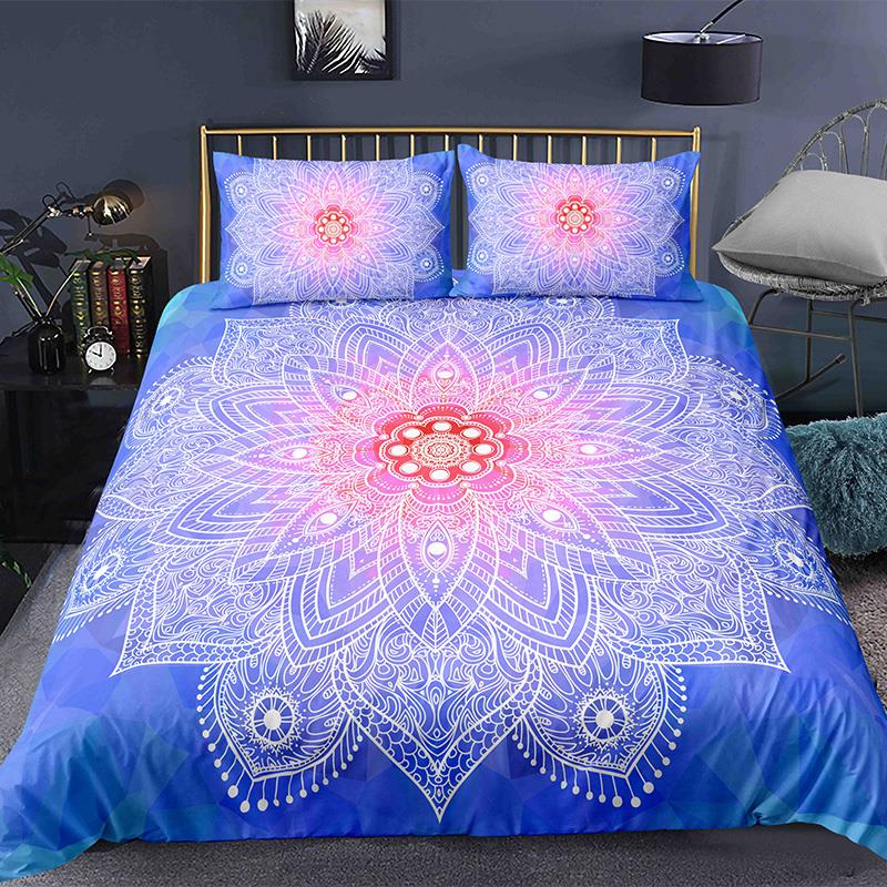 Bohemian 2/3Pcs Boho Mandala Bedding Set Twin Queen King Size Comforter Duvet Quilt Cover And Pillowcase Soft Bedclothes