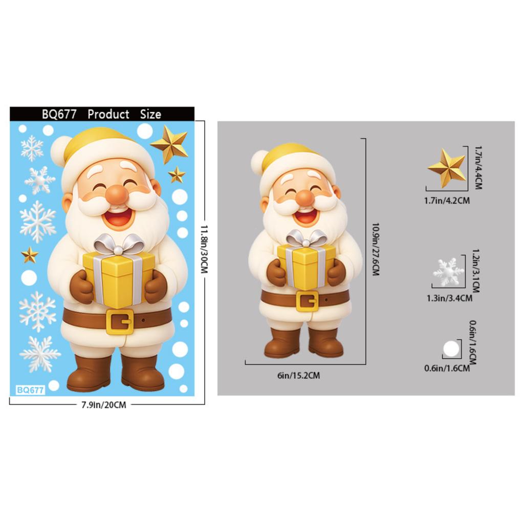 Cute Christmas Stickers , Double-sided Electrostatic Printing, 1Pieces Per Pack.