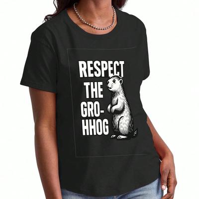 Respect Groundhog Wounisex's Cotton T Shirt, Premium Cotton Print, Durable, Casual Fashion. Cute Groundhog Graphics, Perfect Gift For Groundhog Lovers