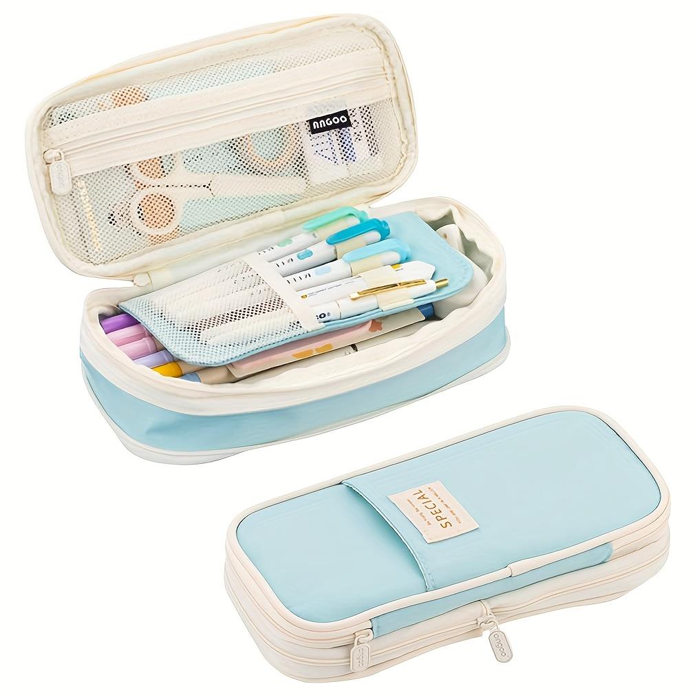 Large Macaron Solid Color Pencil Case with Zipper Spacious Storage Organizer for School, Office, and Travel, Ideal for Boys and Girls