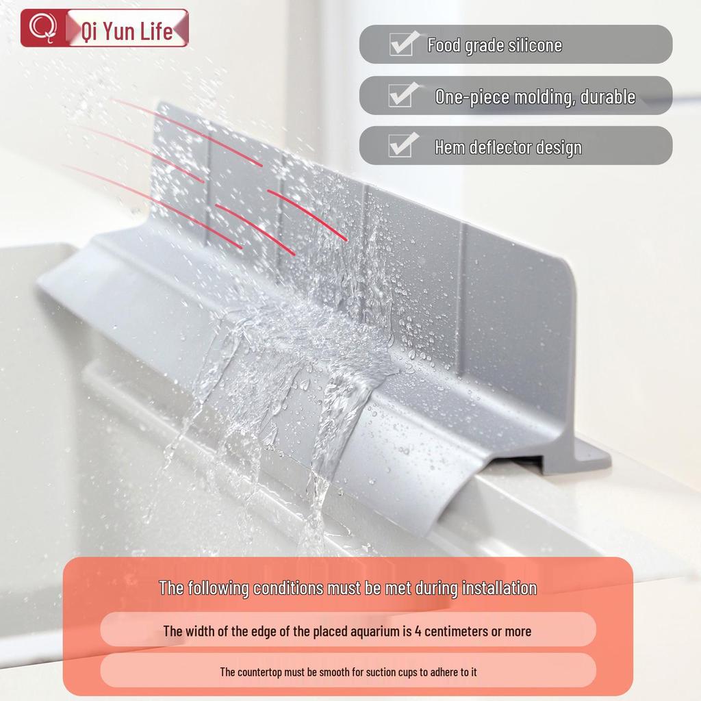 Silicone Non-Slip Sink Splash Guard with Suction Cups - Water Barrier & Separator