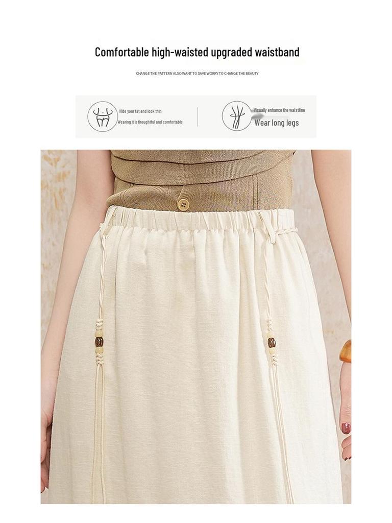 Elastic Waist Drape Slim Fit Midi Skirt - 2026 Spring/Summer Collection