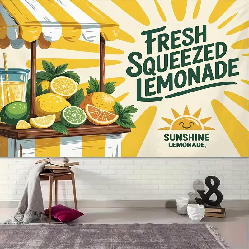 2D Fresh Squeezed Lemonade Backdrop Summer Lemonade Stand Photography Background