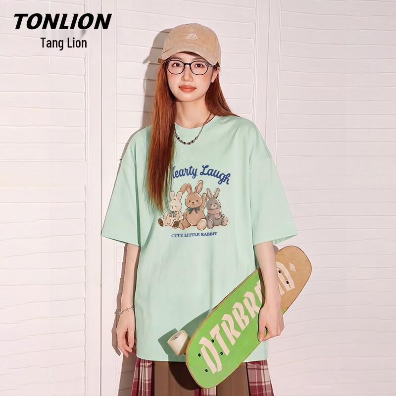 Camiseta Feminina TonLion de Algodão Puro com Estampa de Desenho, Corte Solto