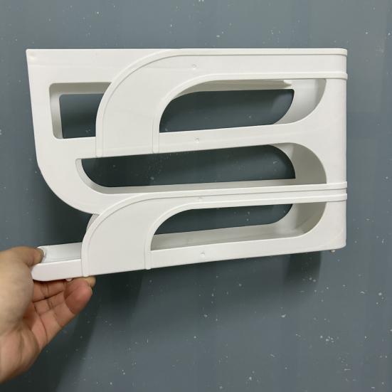 Fridge Side Door Slide Egg Rack Rolling Four Tiers Automatic Stoarge Large Capacity 30