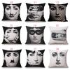 Unique Linen Vintage Piero Fornasetti Face Throw Pillow Case With Artistic Face Illustration