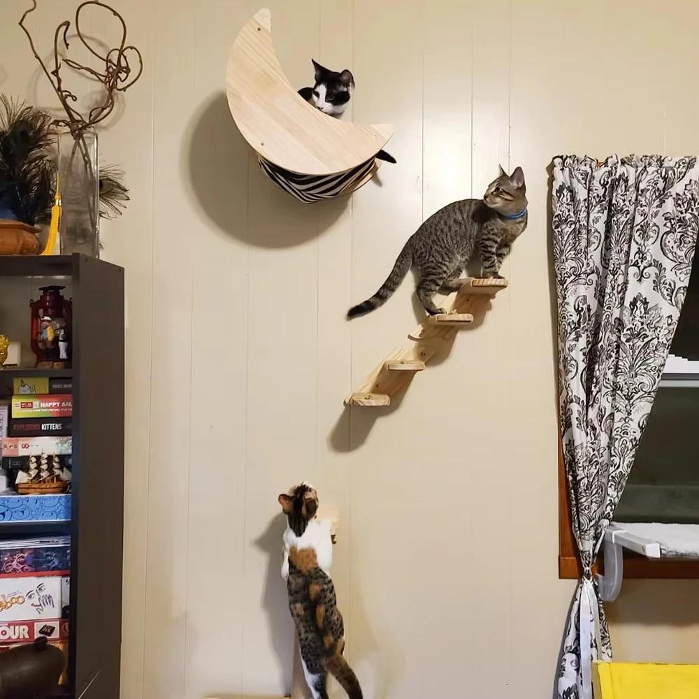 Wall-Mounted Wooden Cat Base Cat Tree Cat Wall Furniture Wall-Mounted Floating Wooden Cat Shelf