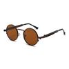 Steampunk Retro Round Sunglasses with Spring Temple for Men and Women