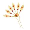 Alloy Peacocks Leaf Hair Stick Hairpieces with Rhinestones Thai Ethnic Hair Ornament Daily Hairstyle Embellishment
