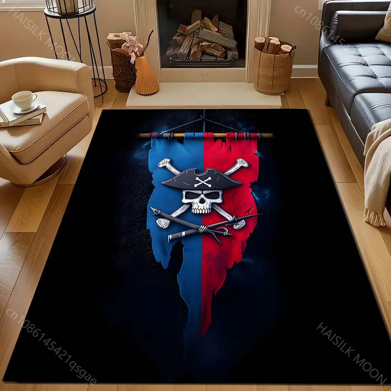 1PC Pirate Flag Print Carpet for Living Room Bedroom Bedside Sofa Floor Mat Modern Home Decor Aisle Corridor Area Rug