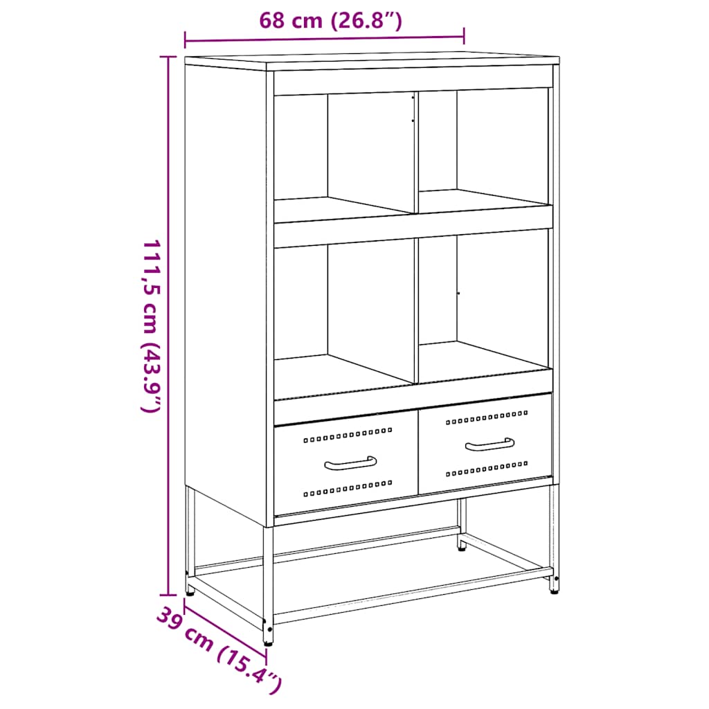 Highboard Mustard Yellow 68x39x111.5 Cm Steel