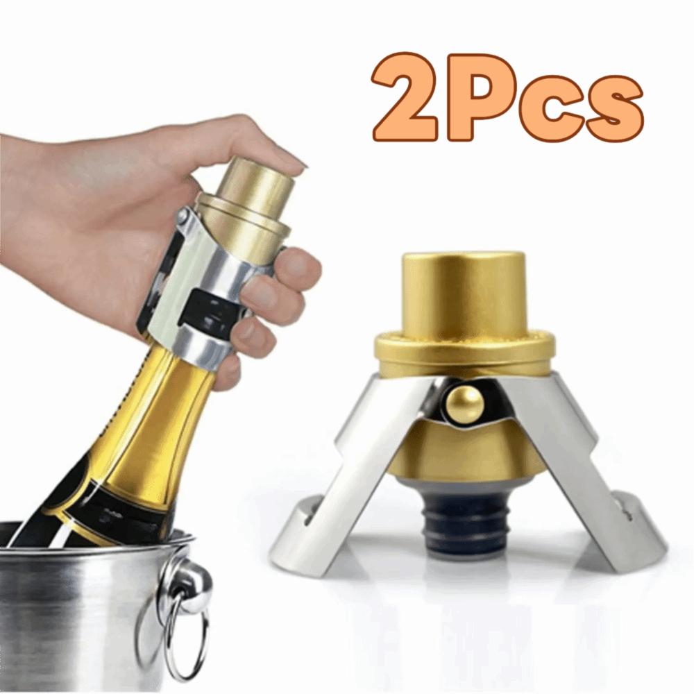 2pcs Built-in Pressure Pump Champagne Sealer with Time Stamp Wine Bottle Cap Wine Stopper  Brewing