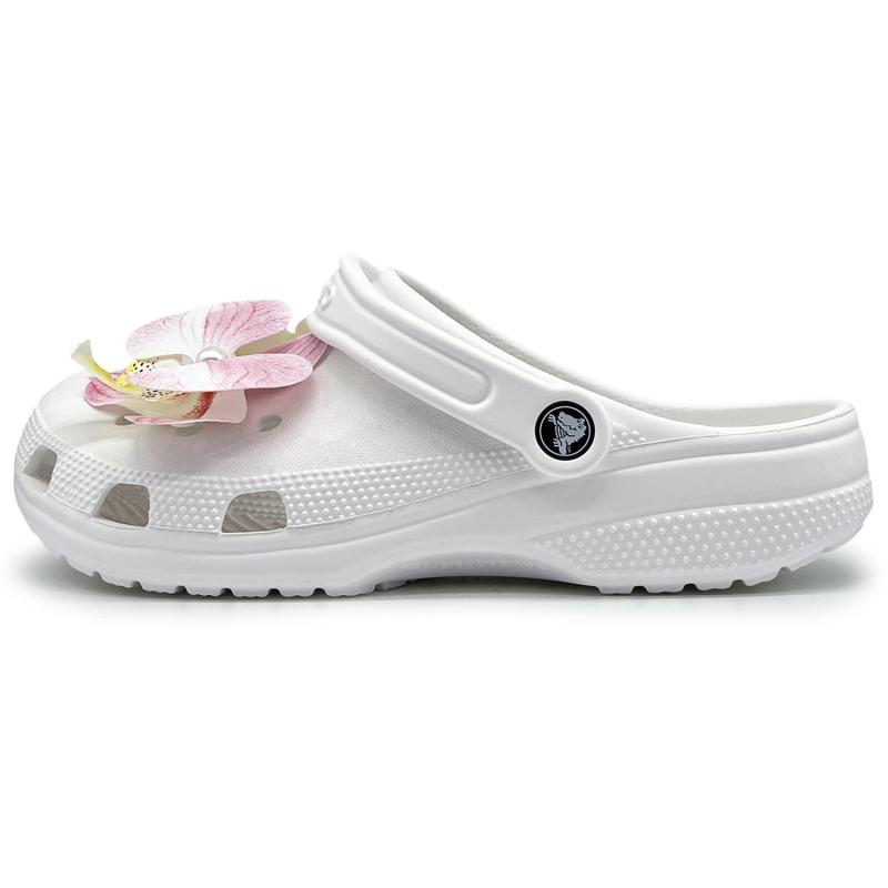 Crocs Classic clog EIGHT% Phalaenopsis Elegant Fresh Trendy Comfortable Gift Bag Edition Unisex White
