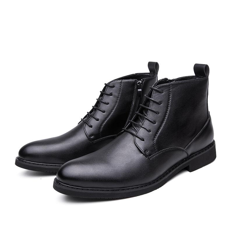 

Winter men s new fashion men s leather boots 2025 autumn fashion Martin boots trendy men s leather shoes 38 чёрный