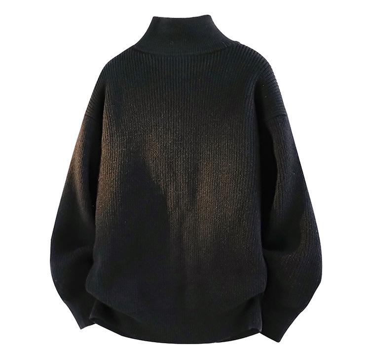 Men's Versatile Round Neck Knitwear Jacket - Stylish, Loose-Fit for Spring, Autumn, Winter