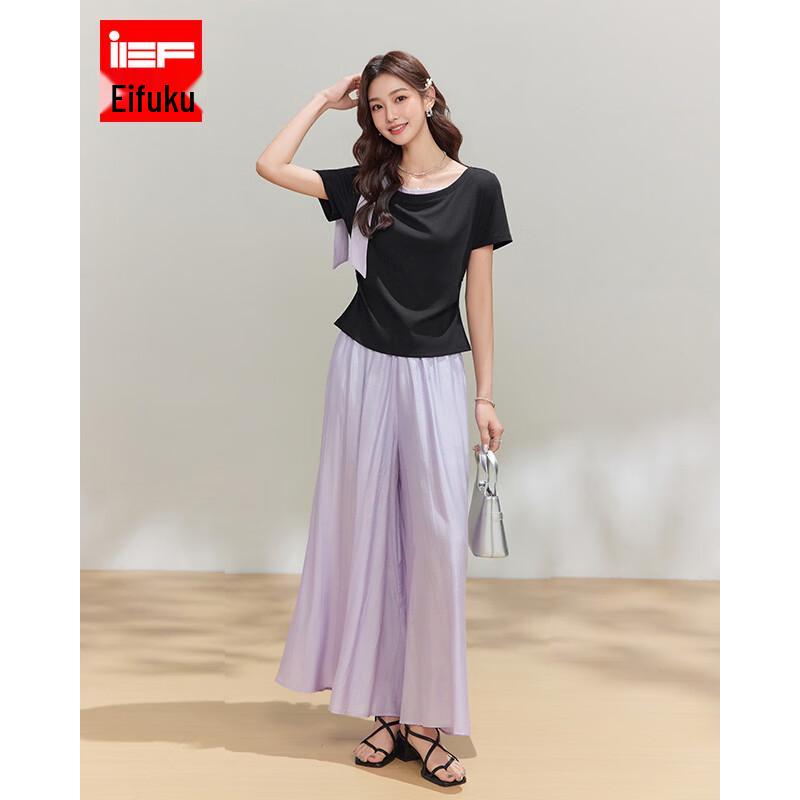 IEF French Style Short-Sleeve Top & Wide-Leg Pants Set