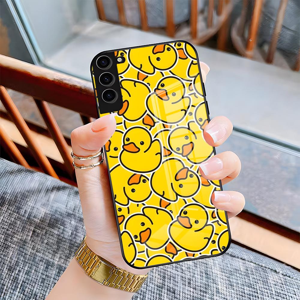 Cute Cartoon Duck Phone Case For Samsung S26 S25 Plus S20 S20 Plus S22 Ultra S23 FE S21 Plus S21 Ultra Glass Cover