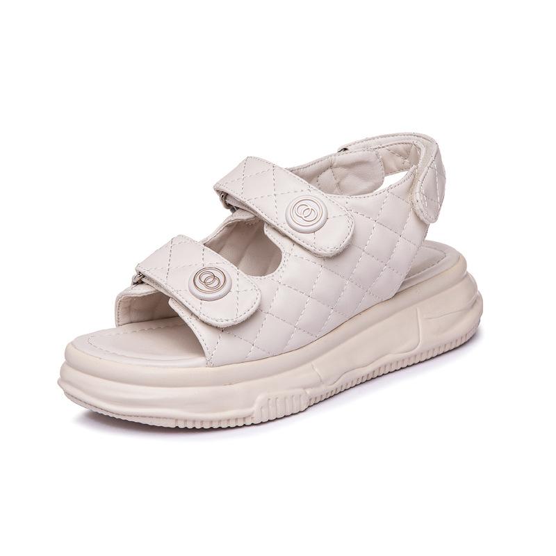 Women's Platform White Sandals 2025 Summer New Velcro Xiaoxiangfeng Sports Beach Shoes Muffin Roman Shoes