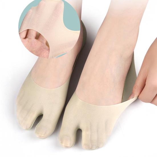 Breathable Toe Socks 2-Toe Invisible Liner Socks with Anti-Slip Silicone Ultra-Thin Moisture-Wicking Socks for Loafers Sneakers