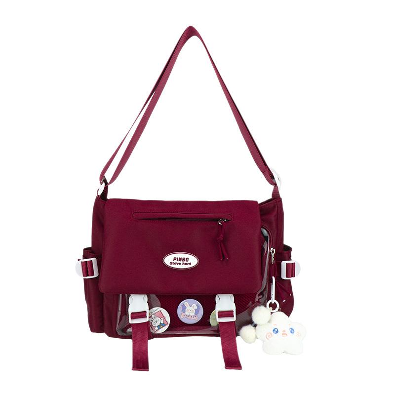 Large-capacity school bag, mailman bag, women's transparent and versatile simple shoulder messenger bag, college trend pain bag