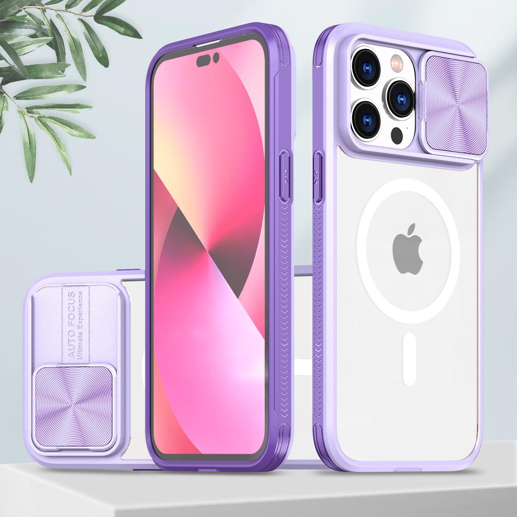 The extraordinary charm armor is suitable for iPhone16Promax magnetic mobile phone case, Apple 15 two-color anti-drop window protective case.