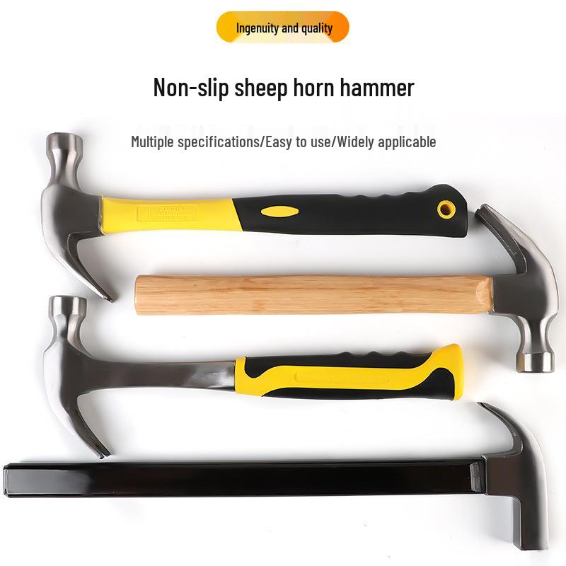 Carbon Steel Claw Hammer with Fiber, Wood & Rubber-Coated Iron Handles