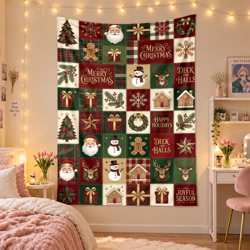 Christmas Printed Tapestry Wall Hanging For Bedroom Living Room Wall Decor Holiday Gift