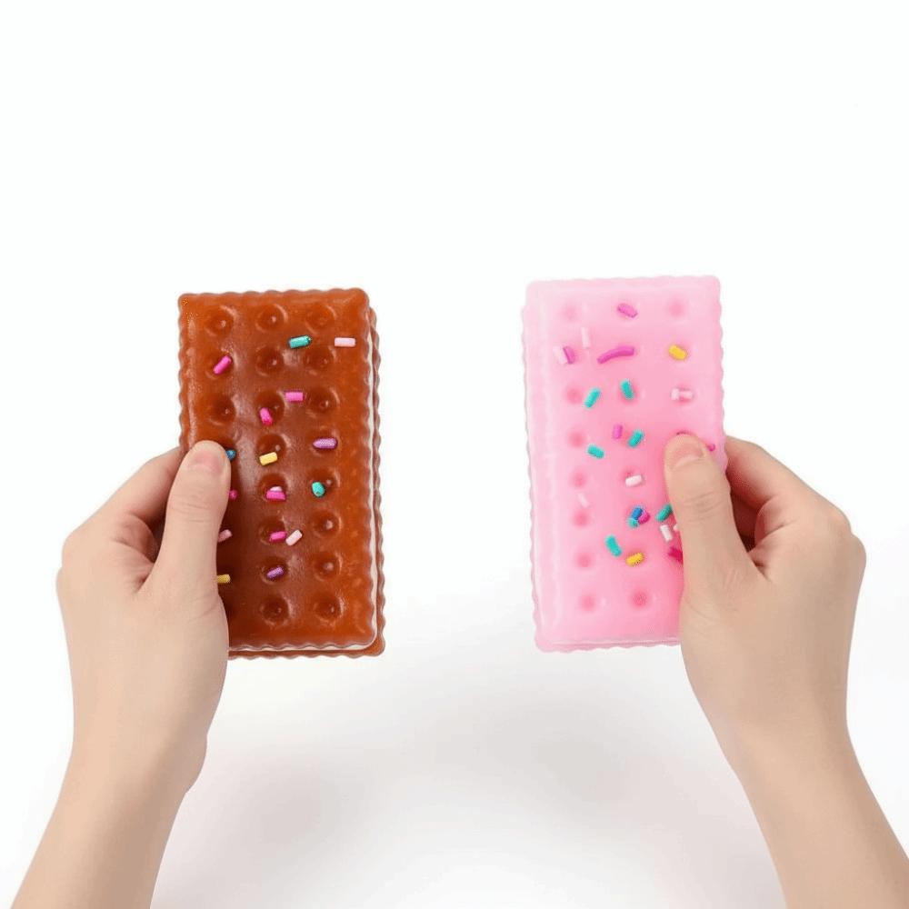 Handmade Silicone Biscuit Squishy Ultra Soft Texture Slow Rebound Unzip Biscuits Squeeze Funny Design Elastic Pinch Feel