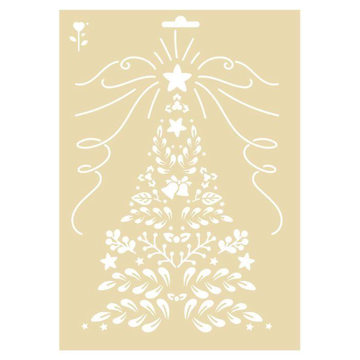 Christmas A4 Stencil - GRAINE CREATIVE - Floral Fir Tree - Washable Plastic - Reusable - Laser Cut