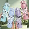 1PC Skeleton Hand Heart Shape 750ml Color Plastic Sports Water Bottle Leakproof Flip Straw Lid Suitable for Sports Office Home Use