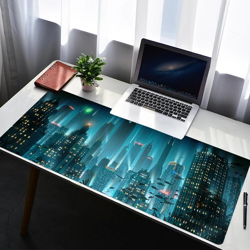 Mauspad PC Gamer Schrank Tastatur Büro Schreibtischmatte Matten B-Bioshock Gaming Zubehör Anime Computer XXL Großer Tisch Mäusematte