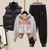 Plush and Thick Hoodie Cotton Vest Casual Sports Pants 3-piece Fashionable Female Student Sports Set Winter Tracksuit Outfits