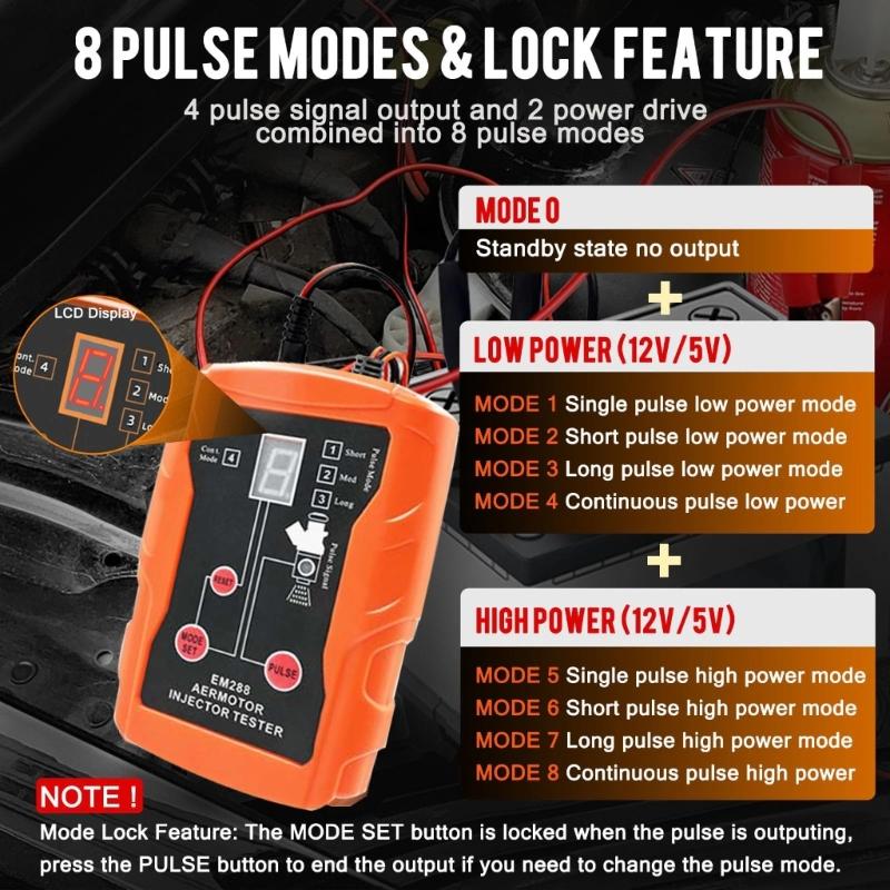 Automotive Oil Injector Diagnostic Equipment 8 Pulse Modes 4 Wire Double Channel Injector for Car Diagnosis Cleaning Tool