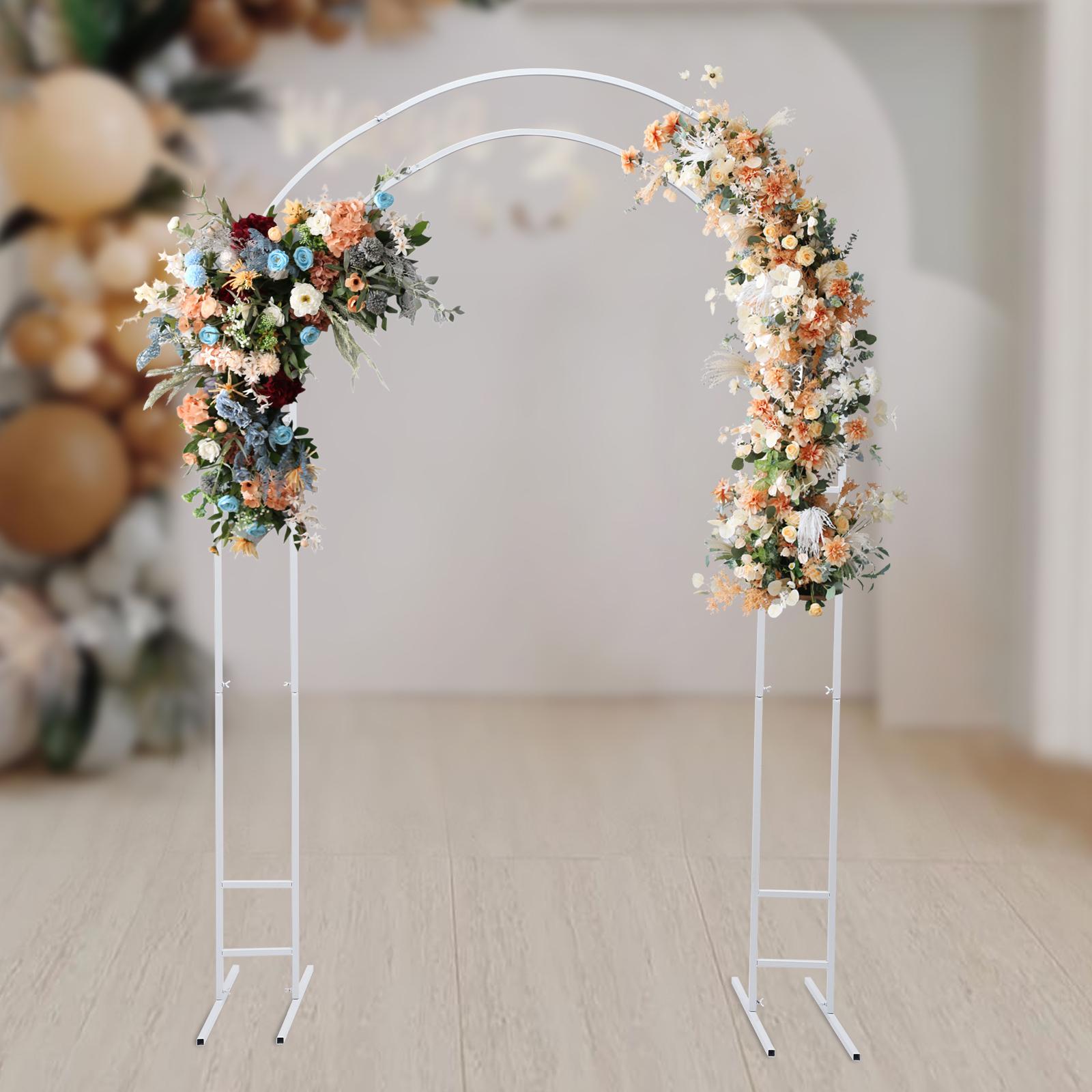 

White Metal Wedding & Party Arch Stand, 150x220cm Large Sturdy Steel Structure w/ Base, 22lbs Load-Bearing for Balloon Backdrop L белый