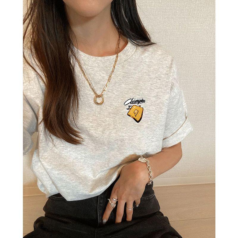 American Retro Small Icon Loose Short Sleeve Print Idle Style 2025 Summer New Arrival High Street Heavy Weight Short Sleeve T-shirt for Women
