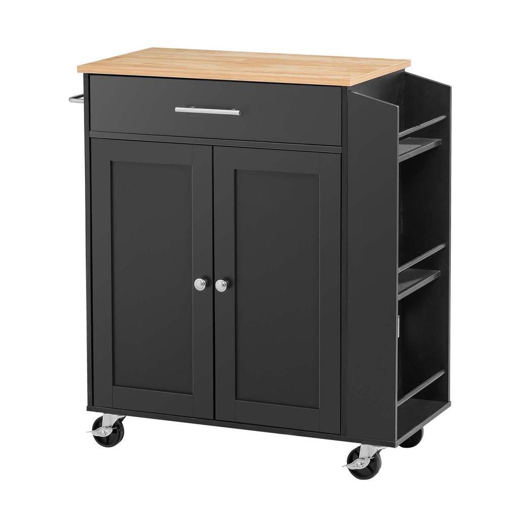 VEVOR Carrello Isola Cucina con Contenitore, Largo 795 mm Isola Mobile con Ruote Girevoli, con Cassetto, Armadietto, Porta Spezie/Porta Asciugamani