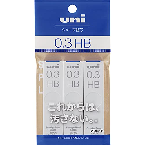 Mechanical Pencil Lead Mitsubishi Pencil uni 0.3mm HB 3-Pack ULS03253PHB Black