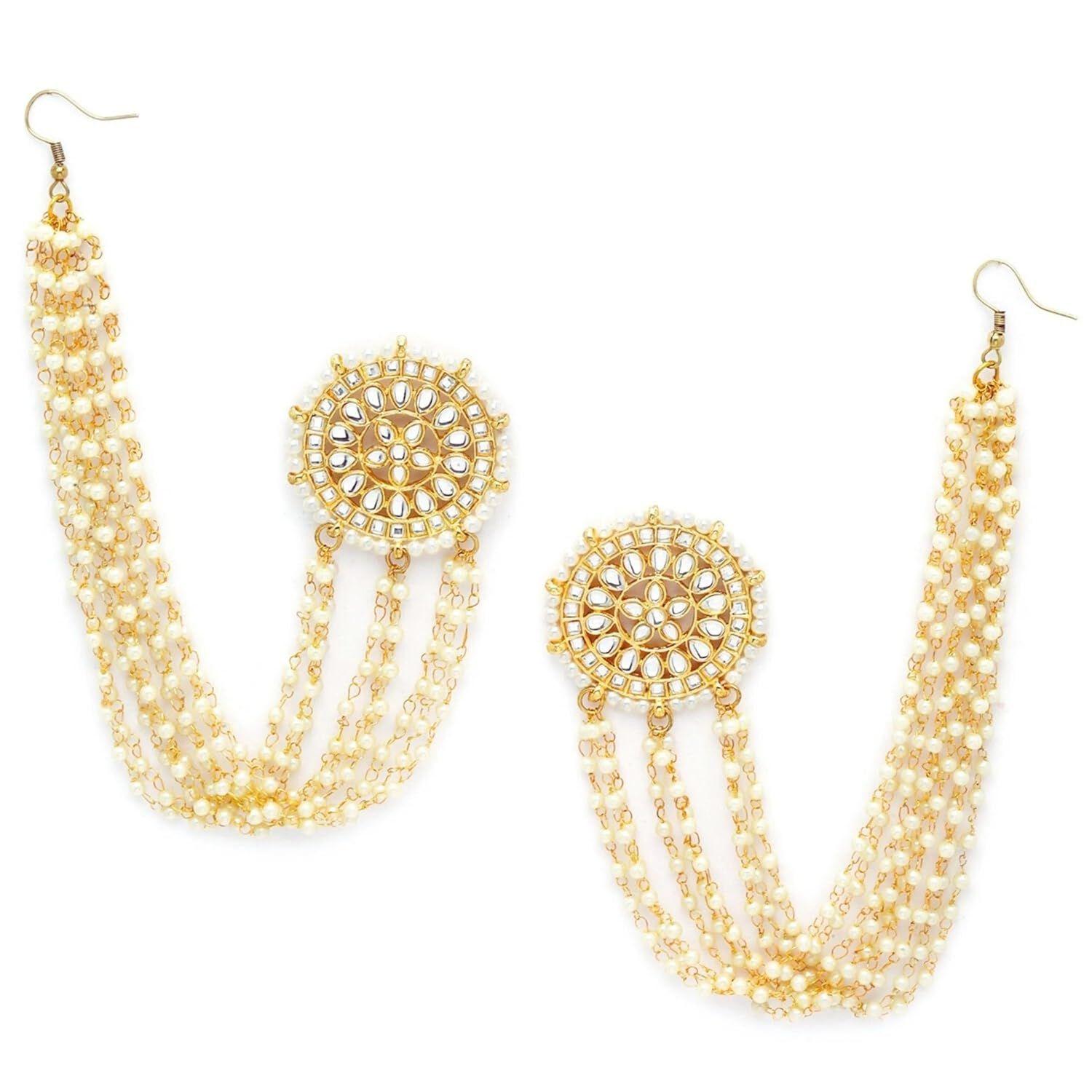 Серьги-цепочки с жемчугом и кунданом Kaanchain для женщин