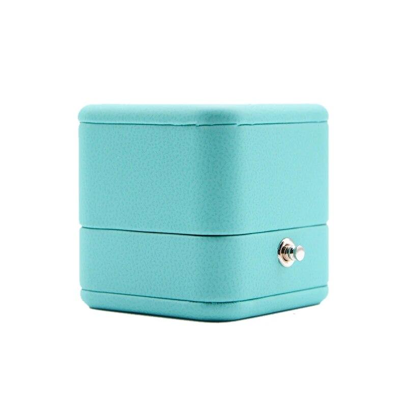 European Romantic Blue Leather Jewelry Gift Box Ring Box Necklace Pendant Box Ring Packaging Storage Ring Hot Sale