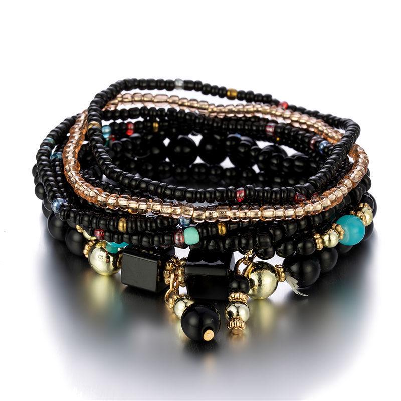 Bohemian Multi-Layered Beaded Bracelet Set