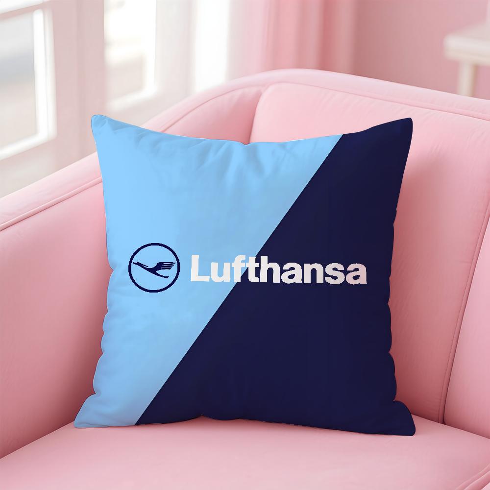 Deutsche Lufthansa German Airlines Pillow Case Anti-dustmite Pillowcase Invisible zipper silky short plush Sofa cushion cover
