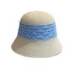 2026New Niche Minimalist Hand-woven Straw Hat with Contrasting Colors, Bucket-style Straw Fisherman Hat That Covers the Face and Makes the Face