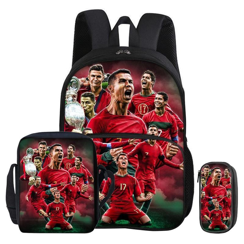 Ensemble 3 pièces Sac à dos M-Messi Étoile du Football Scolaire avec Sac Repas Sac à dos de Sport enfant Sac à dos Sacs à Crayons Sac à dos Cadeau Jeune