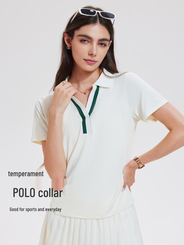 Cai Jue Women's Quick-Dry Short Sleeve Polo for Outdoor Sports & Fitness