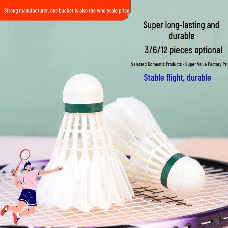 12-Piece Durable Goose Feather Wind-Resistant Badminton Shuttlecocks for Competition and Training