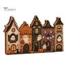 Small Wooden Village Set Halloween Retro Haunted Tabletop Decor, Fall Farmhouse Witch Autumn Theme Interior Ornaments House Ornament, Ghost