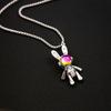 Long Mechanical Space Rabbit Necklace, Cartoon Colorful Gemstone Rabbit Head Pendant, Movable Limbs, High-End Punk Accessories