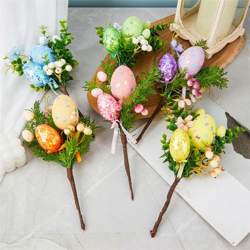 Sophisticated Easters Foam Eggs Bouquet Decoration Bright Color Suitable for Holiday Atmosphere Home Party Display